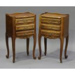 A pair of modern Louis XV style cherry bedside chests of three drawers, on cabriole legs, height