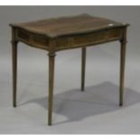 A late Victorian rosewood and ivory inlaid centre table, in the manner of Collinson & Lock, the