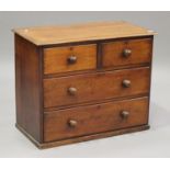 A late Victorian mahogany chest of two short and two long drawers, height 72cm, width 90cm, depth