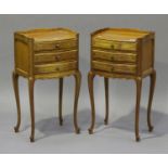 A pair of modern Louis XV style cherry bedside chests of three drawers, on cabriole legs, height