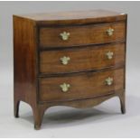 A George IV mahogany bowfront chest of three long drawers, on splayed bracket feet, height 92cm,