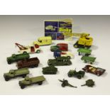 Seventeen Dinky Toys vehicles, including a No. 152a light tank, two 25 Series wagons, a 25 Series