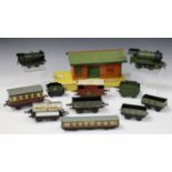 A collection of Hornby gauge O clockwork railway items, including a Type 501 locomotive and