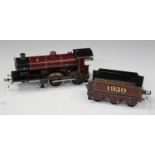 A Bassett-Lowke gauge O clockwork 4-4-0 locomotive 1930 'Duke of York' and tender (playwear, paint