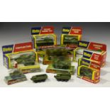 Eleven 1970s Dinky Toys army vehicles, comprising a No. 612 Commando Jeep, a No. 618 AEC Arctic