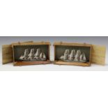 A Schiffsmodell 1:400 scale model of the sailing ship 'Padua' and another of a four-masted sailing