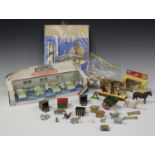 A collection of Britains figures and accessories, including a No. 7857 Hospital ward with day/