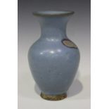 A Chinese Jun type stoneware vase, Song dynasty style but probably later, of ovoid form with