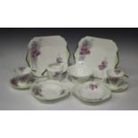 A Shelley Eve shape Nemesia pattern part service, circa 1925-45, comprising two cake plates, four