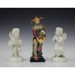 A Royal Doulton figure of Jester, HN1702, designed by C.J. Noke, height 26cm, together with two