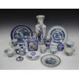 A collection of assorted Chinese porcelain, 18th century and later, including a blue and white
