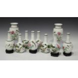 A group of ten Chinese famille rose porcelain vases, mid to late 20th century, comprising a pair