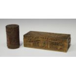 A Chinese Canton export sandalwood rectangular box with hinged lid, late Qing dynasty, carved in