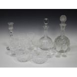 A part suite of cut glassware, including nine champagne saucers, eleven wines, ten sherries and