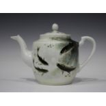 A Chinese porcelain teapot and cover, probably Republic period, the body painted with four fish