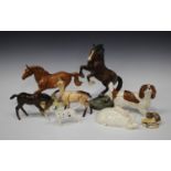 Thirteen Beswick animals, including Chestnut Galloping horse, No. 1374, Welsh Cob, No. 1014,