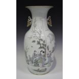 A Chinese famille rose porcelain vase, Republic period, the shouldered body and flared neck