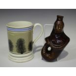 A mocha ware tankard, 19th century, with typical banded decoration, height 14.8cm, together with a