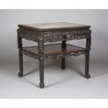 A Chinese hardwood two-tier centre table, late 19th century/early 20th century, the rectangular