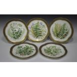 An Ambrose Bevington porcelain part dessert service, circa 1874, painted with flowers, ferns and