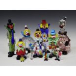 Two Murano glass decanters and stoppers, each in the form of a clown, height of tallest 29cm,