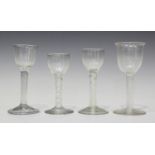 A double-series opaque twist stem wine glass, circa 1770, the ovoid bowl raised on a stem with