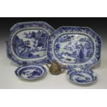 A collection of Chinese export porcelain, including a 'clobbered' blue and white teapot and cover,