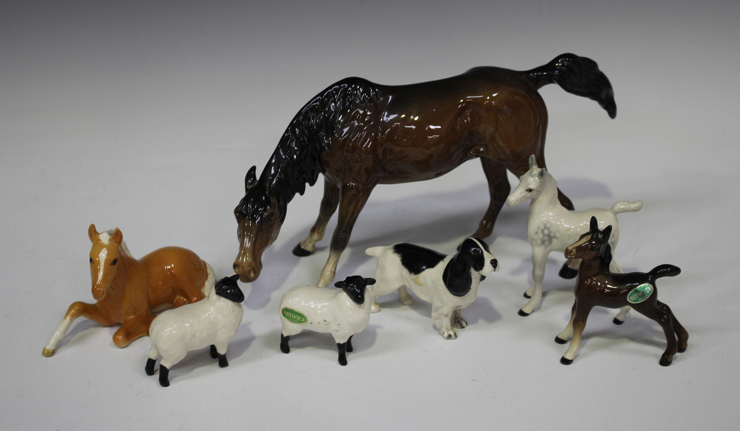 Thirteen Beswick animals, including Chestnut Galloping horse, No. 1374, Welsh Cob, No. 1014, - Image 2 of 2