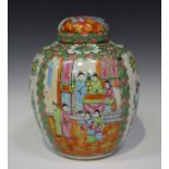 A Chinese Canton famille rose porcelain ginger jar and domed cover, early 20th century, painted with