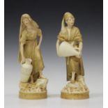 A pair of Royal Dux porcelain figures, early 20th century, modelled as male and female water