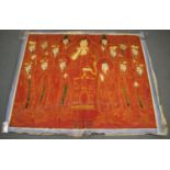 A Chinese watercolour and gouache painting on fabric, early 20th century, painted with Buddha seated