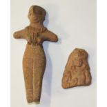 A pre-Columbian Mexican Colima buff terracotta female figure, circa 250BC-250AD, modelled