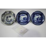 A Japanese blue and white octagonal bowl, 18th century, painted inside and out with birds and