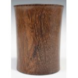 A Chinese hardwood brushpot, 19th/20th century, of slightly waisted cylindrical form, height 13.