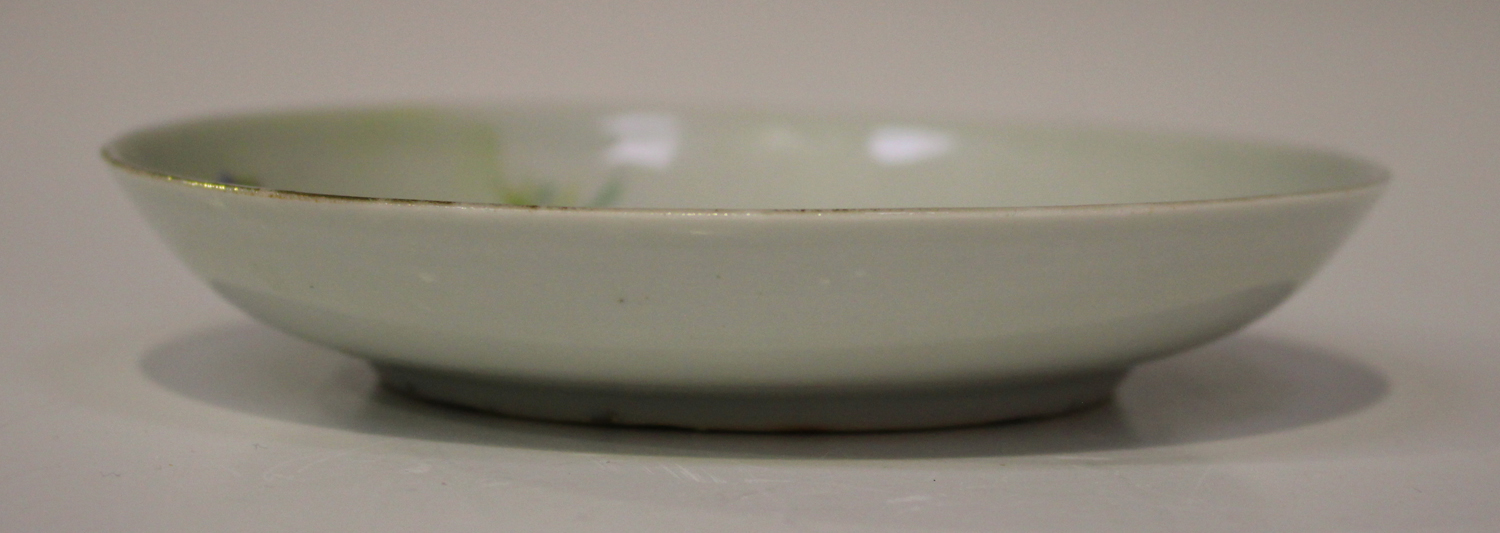 A Chinese famille rose porcelain small circular saucer dish, mark of Qianlong but later Qing - Image 2 of 3