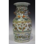 A Chinese Canton famille rose porcelain vase, mid-19th century, the shouldered body and flared