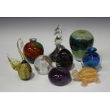 A small group of decorative glassware, 20th century, including a Mdina Sea and Sand pattern vase,