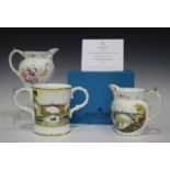 Two Coalport Iron Bridge Bicentenary limited edition commemorative jugs, Nos. 45 and 189 of 1000,