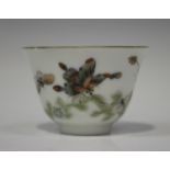 A Chinese porcelain wine cup, mark and period of Xianfeng, the exterior painted with five