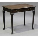 A George II mahogany side table, the moulded top above a single frieze drawer, raised on cabriole