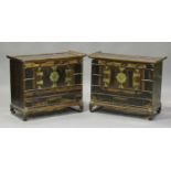 A pair of 20th century South-east Asian softwood side cabinets, each fitted with four drawers and