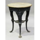 A late Victorian cast iron commemorative Boer War pub table, the later circular top raised on