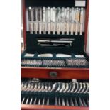 A late 20th century canteen of Harrods plated Grecian pattern cutlery, comprising twelve table