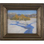 Adrian Stokes - French River Scene, 20th century oil on board, signed recto, Rowley Gallery label