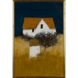 David Humphreys - House in a Landscape, 20th century oil on board, signed, 45cm x 29cm, within a
