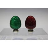 A pair of Norwegian silver and enamel salt and pepper casters, each of heart shaped form,