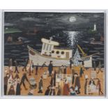 Alan Furneaux - 'Night Catch, Newlyn', 21st century oil on canvas, signed recto, titled verso,