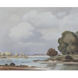 Robert Champier, circle of Pierre du Clausade - Estuary Landscape, 20th century oil on canvas,