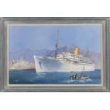 Colin Verity - 'Royal Mail Lines SS Andes cruising in the Mediterranean', oil on canvas-board,