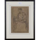 Edward Stott - 'The Holy Family', late 19th/early 20th century chalk, signed with initials recto,